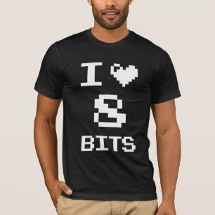 Camiseta Adoro 8 bits, design de geek de jogador