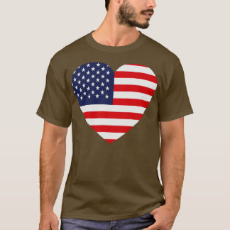Camiseta Adoro a bandeira americana em forma de coração