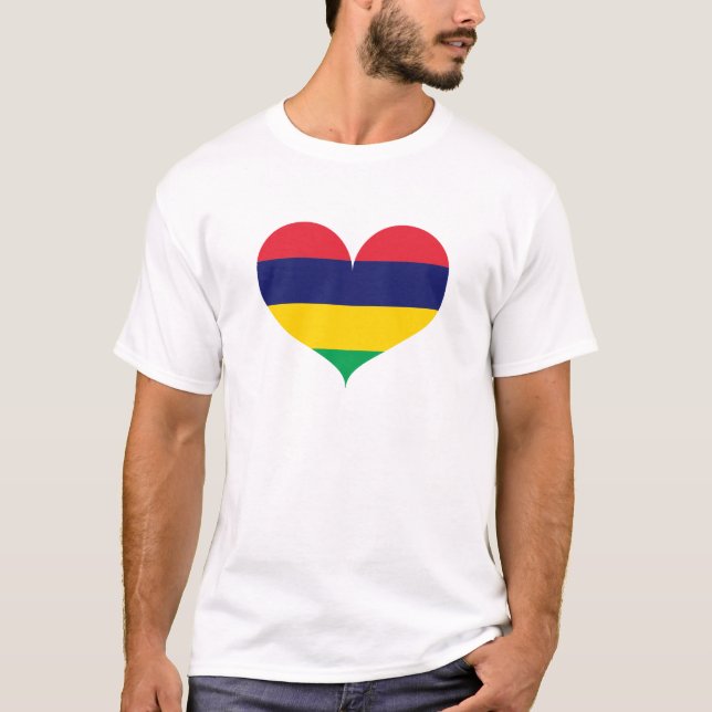 Camiseta Adoro a bandeira da Maurícia (Frente)