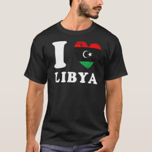 Camiseta Adoro a bandeira do coração da Líbia