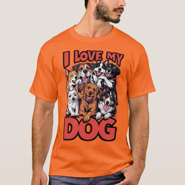Camiseta Adoro A Design Gráfica Do Meu Conceito De Cão (Frente)