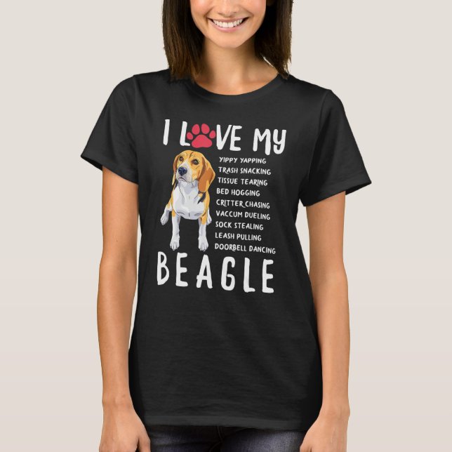 Camiseta Adoro A Minha Bagle - Engraçado Dom De Beagle (Frente)