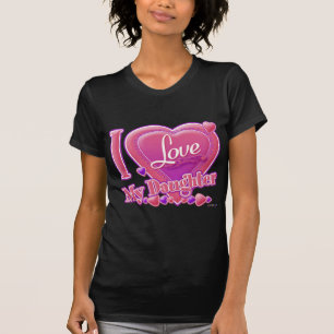Camiseta Adoro a minha filha rosa/roxa - coração