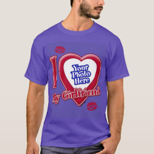 Camiseta Adoro A Minha Foto Namorada, Foto Vermelha, Beijo