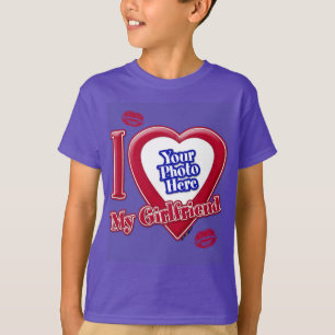 Camiseta Adoro A Minha Foto Namorada, Foto Vermelha, Beijo 
