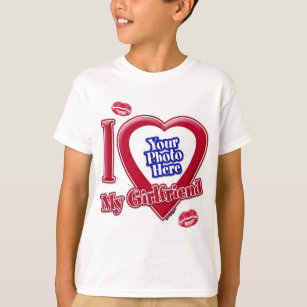 Camiseta Adoro A Minha Foto Namorada, Lábios De Coração Ver