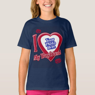 Camiseta Adoro A Minha Foto Namorado Lábios De Coração Verm