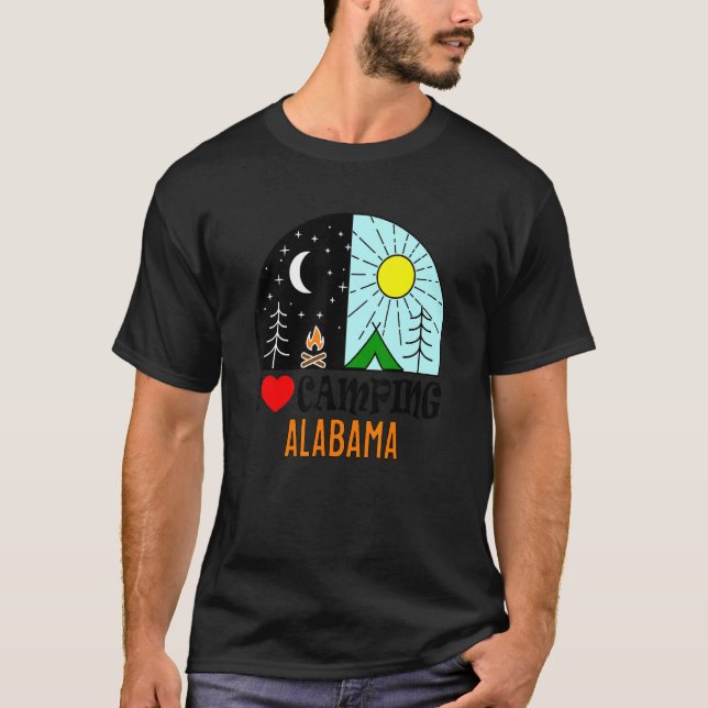Camiseta Adoro acampar a América do Alabama perto de Nature (Frente)