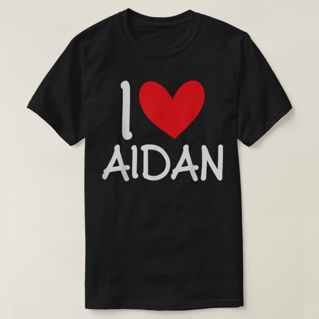 Camiseta Adoro Aidan Name Heart Personalised Men Cara BFF F (Frente do Design)