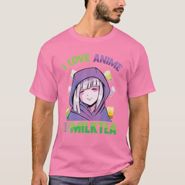 Camiseta Adoro Anime Chá De Leite - Kawaii Blushing Otaku (Frente)