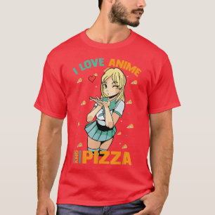 Camiseta Adoro Anime Pizza - Cute Kawaii - Manga Otaku