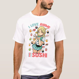 Camiseta Adoro Anime Sushi - Cute Kawaii - Manga Otaku