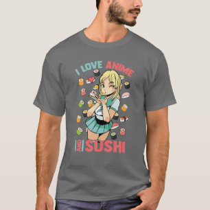 Camiseta Adoro Anime Sushi - Cute Kawaii - Manga Otaku