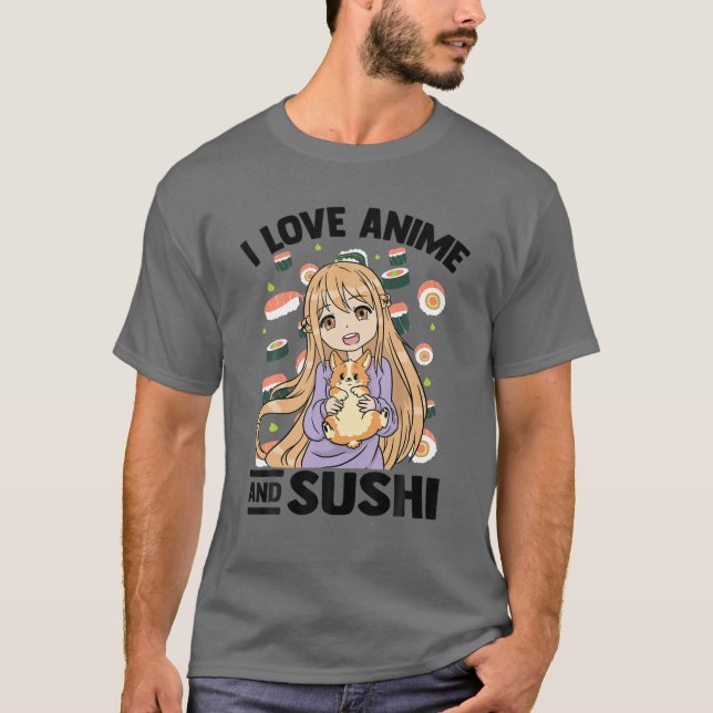 Camiseta Adoro Anime Sushi - Kawaii Otaku Girl - Bonita (Frente)