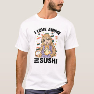 Camiseta Adoro Anime Sushi - Kawaii Otaku Girl - Bonita