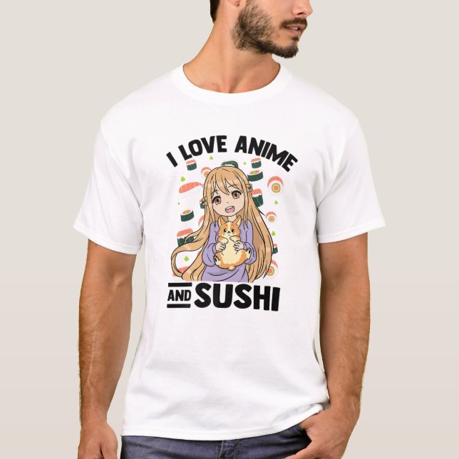 Camiseta Adoro Anime Sushi - Kawaii Otaku Girl - Bonita (Frente)