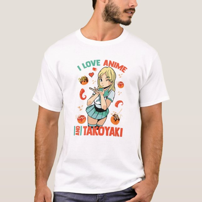 Camiseta Adoro Anime Takoyaki - Cute Kawaii - Manga Ot (Frente)