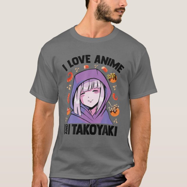 Camiseta Adoro Anime Takoyaki - Kawaii Blushing Otaku (Frente)