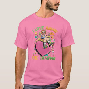 Camiseta Adoro Animes E Acampamento - Bonita Garota Coração