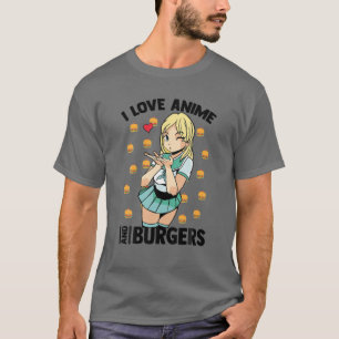 Camiseta Adoro Animes E Burgers - Cute Kawaii - Manga Ota