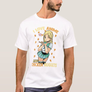 Camiseta Adoro Animes E Galinhas Nuggets - Cute Kawaii - O