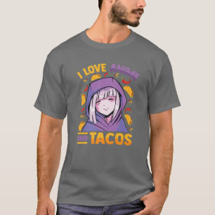 Camiseta Adoro Animes E Tacos - Kawaii Blushing Otaku Gir