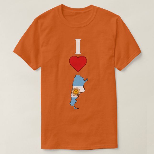 Camiseta Adoro Argentina Vertical I Heart Argentina Counter (Frente do Design)