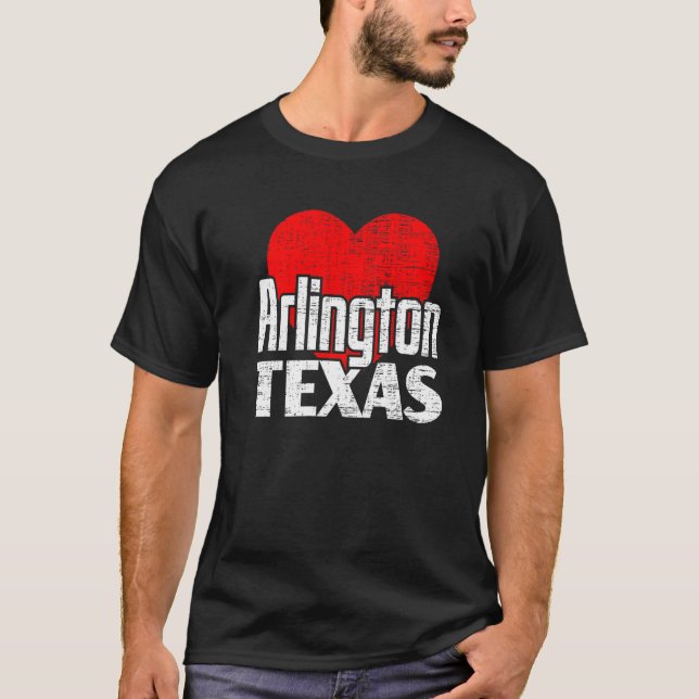 Camiseta Adoro Arlington Texas Retro Big Heart Arlington V (Frente)