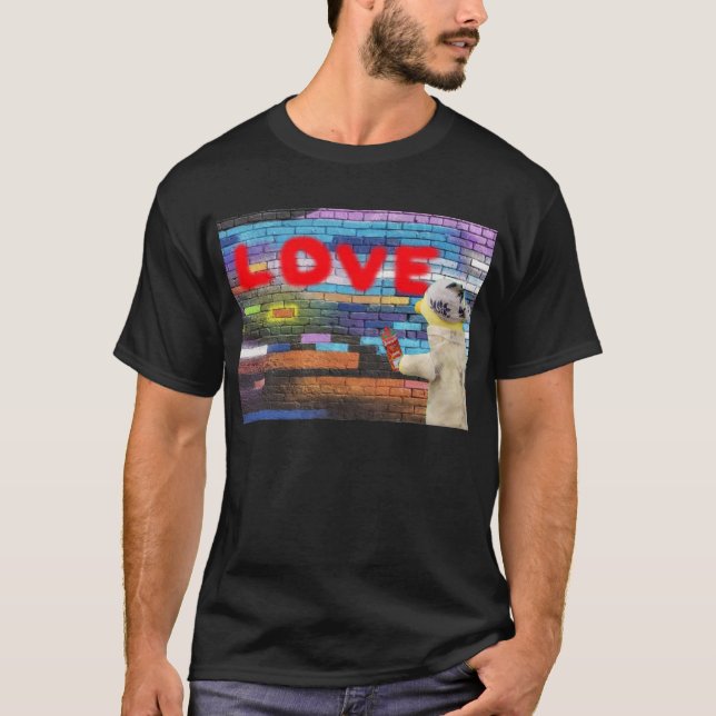 Camiseta Adoro arte de grafite em paredes.  (Frente)