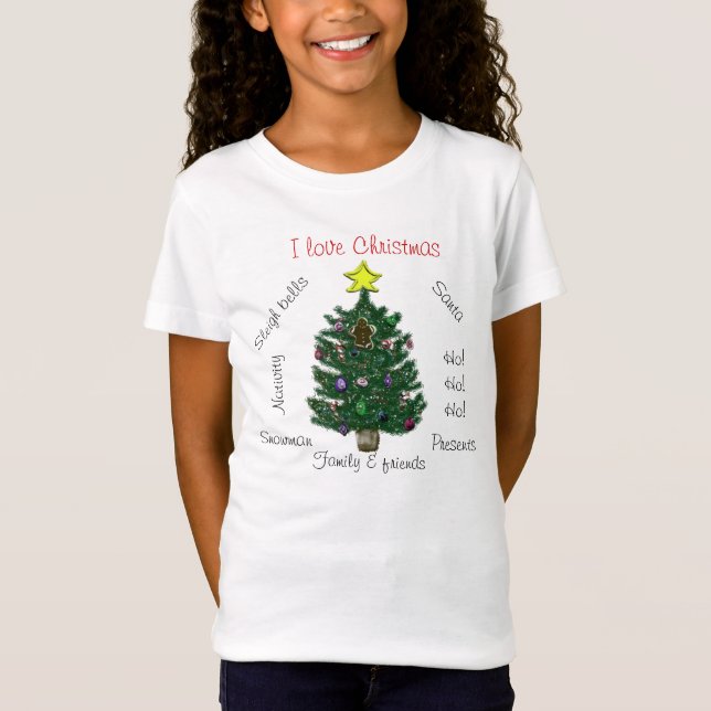 Camiseta Adoro Árvore de Gengibre Amarelo de Natal (Frente)