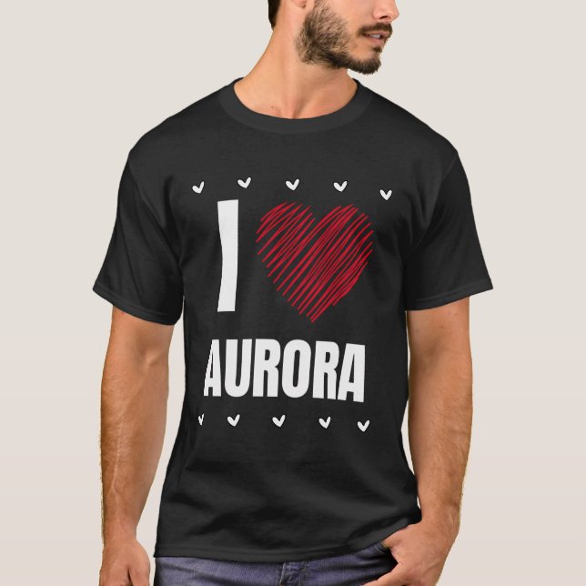Camiseta Adoro Aurora Legal Nome Red Heart Personalize Engr (Frente)