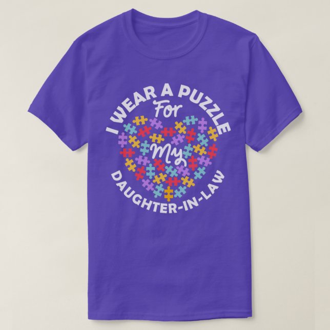 Camiseta Adoro Autismo Cardíaco Sensibilização Eu Visto Uma (Frente do Design)