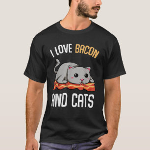 Camiseta Adoro Bacon E Gatos Engraçados De Carne De Porco