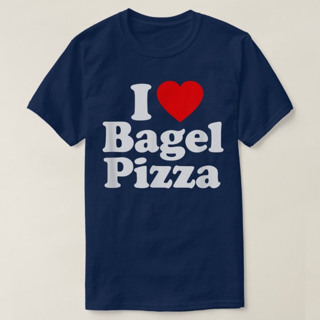 Camiseta Adoro Bagel Pizza Coração Engraçado (Frente do Design)