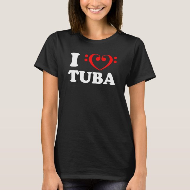 Camiseta Adoro Bass Clef Heart Tuba (Frente)