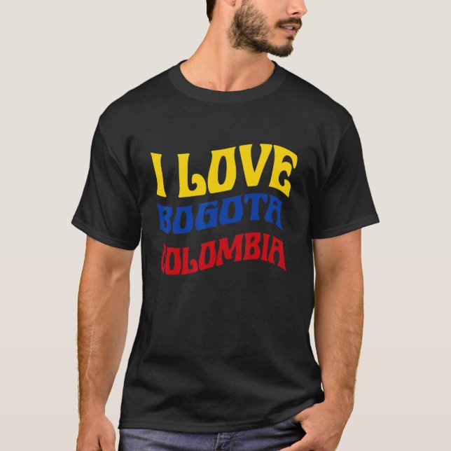 Camiseta Adoro Bogota Colômbia Mapa do Orgulho Colombiano C (Frente)