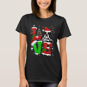Camiseta Adoro Boston Terrier Santa Hap Cachorro de Natal L