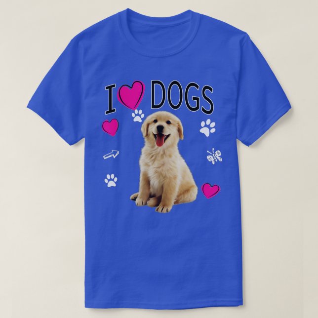 Camiseta Adoro Cachorros - Ouro Labrador recupera (Frente do Design)