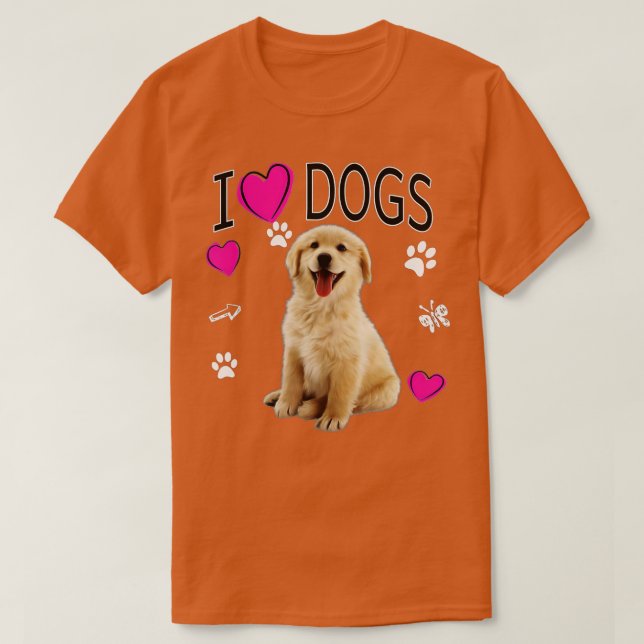 Camiseta Adoro Cachorros - Ouro Labrador recupera (Frente do Design)
