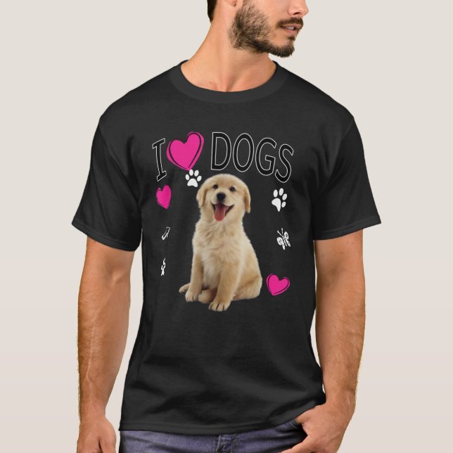 Camiseta Adoro Cães - Ouro Labrador (Frente)