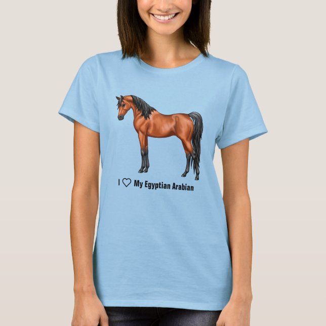 Camiseta Adoro Cavalos Árabes Egípcios da Baía (Frente)