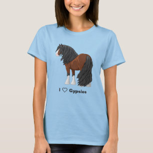 Camiseta Adoro Cavalos de Rascunho de Vanner Cigano da Baí