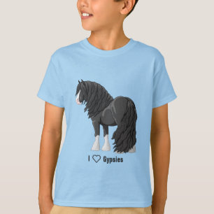 Camiseta Adoro Cavalos Negros Vanner Rascunhos de Vanner Ci