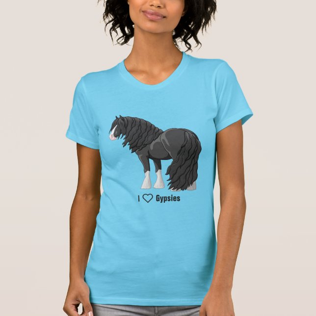 Camiseta Adoro Cavalos Negros Vanner Rascunhos de Vanner Ci (Frente)