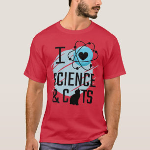 Camiseta Adoro Ciência e Gatos Gato Lover Engraçado Premium