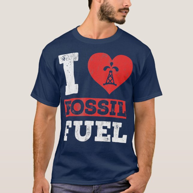 Camiseta Adoro combustíveis fósseis Tshirt Fossil Dinossaur (Frente)