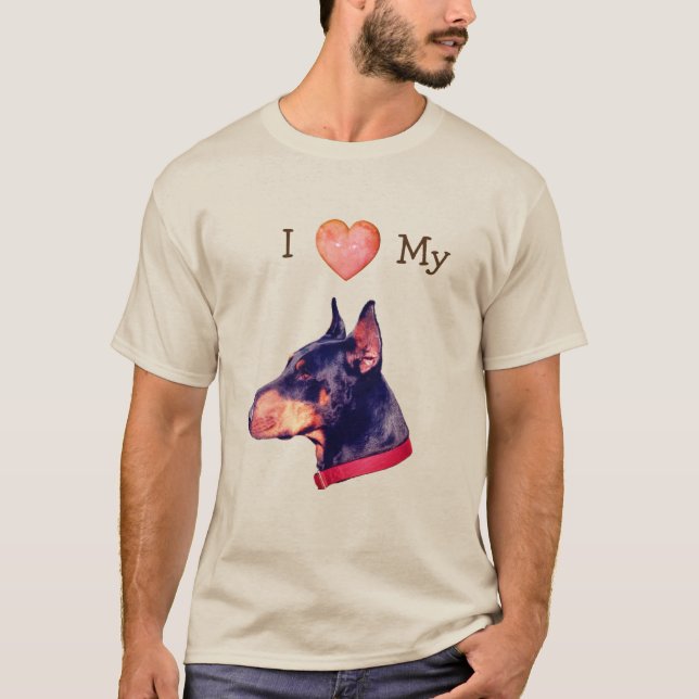 Camiseta Adoro Coração Meu Doberman (Frente)