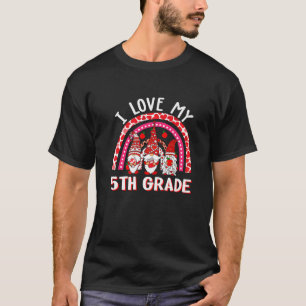 Camiseta Adoro Corações Gnomo 5 Grau Arco-Íris Leopardo