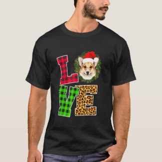 Camiseta Adoro Corgi Dog Santa Hat Xadrez Natal Feio