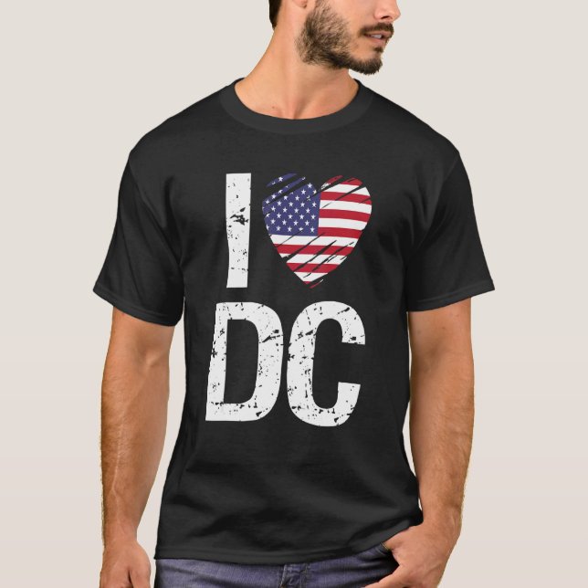 Camiseta Adoro Dc Com Bandeira Americana (Frente)